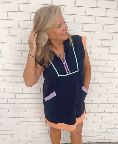 Navy Summertime Ribbed Dress