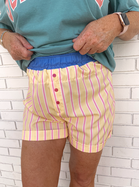 Yellow & Pink Stripe Boxer Shorts