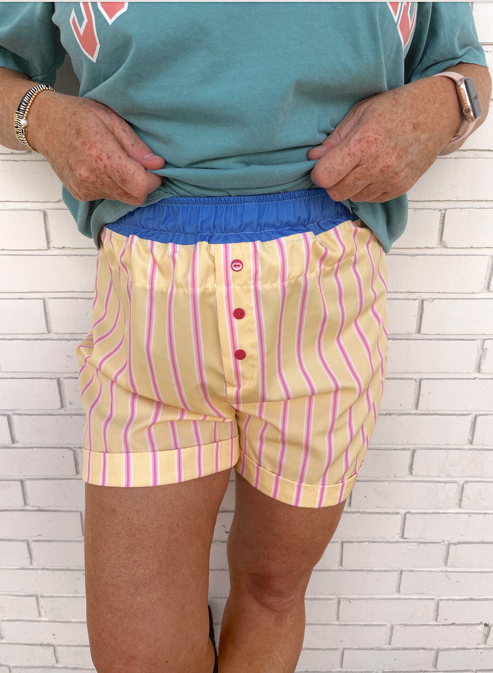 Yellow & Pink Stripe Boxer Shorts