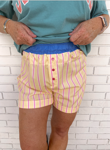 Yellow & Pink Stripe Boxer Shorts