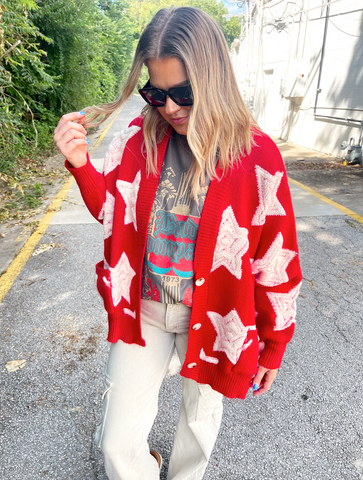 Red Gimme The Stars Cardigan